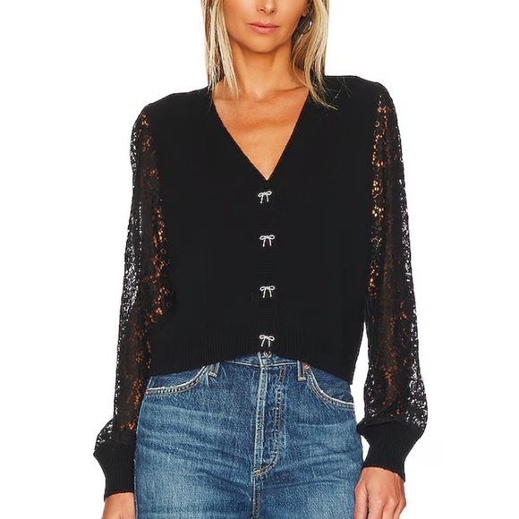 Cami NYC Sweaters - Coquette Cami NYC Revolve Lysandra Cardigan in Black Sz S chic bows feminine HTF